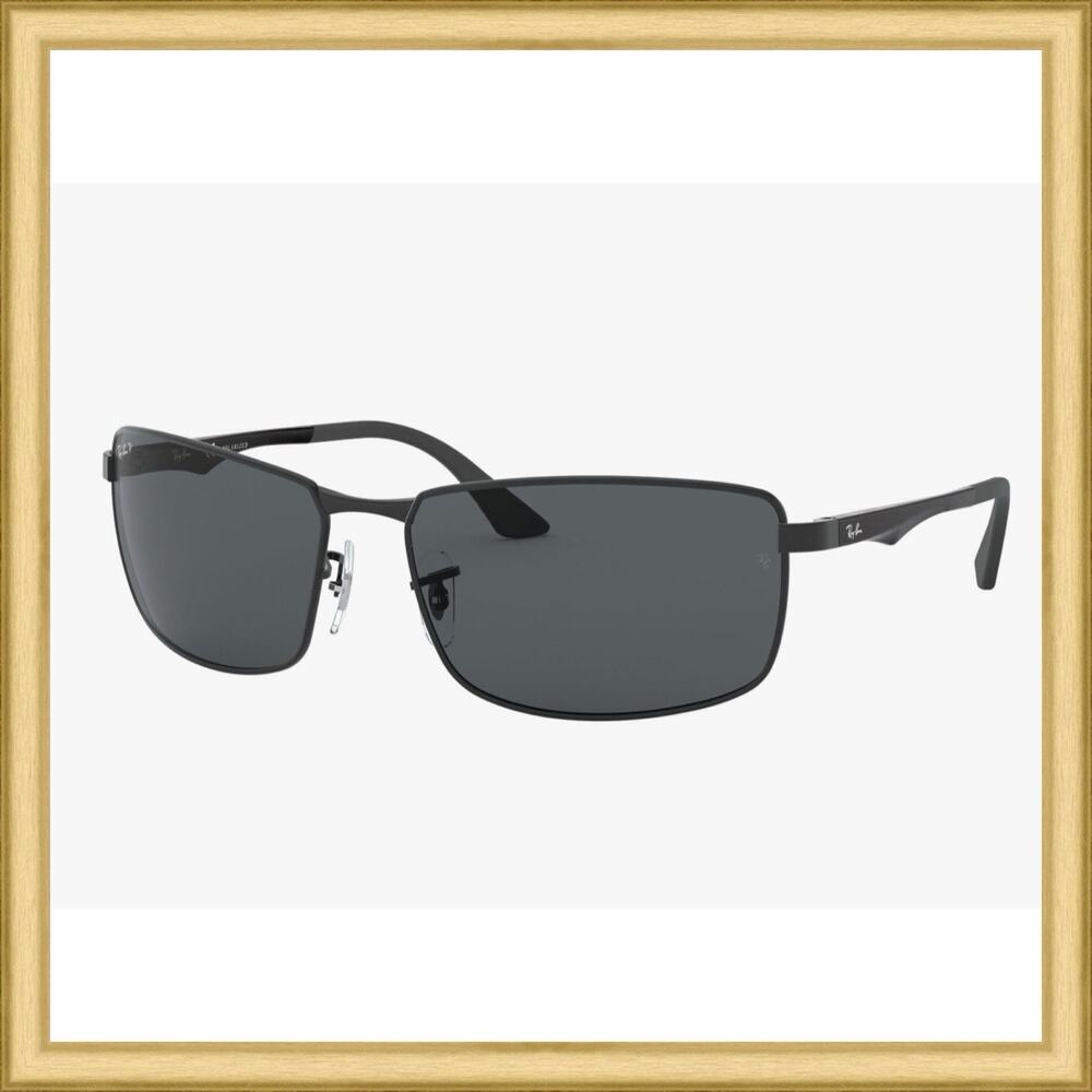 New Ray Ban RB3498 Pilot Sunglasses Matte Black w/ Gray Polarized 64mm Lenses